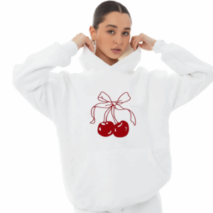 Accueil capuche imprimé blanc cherry